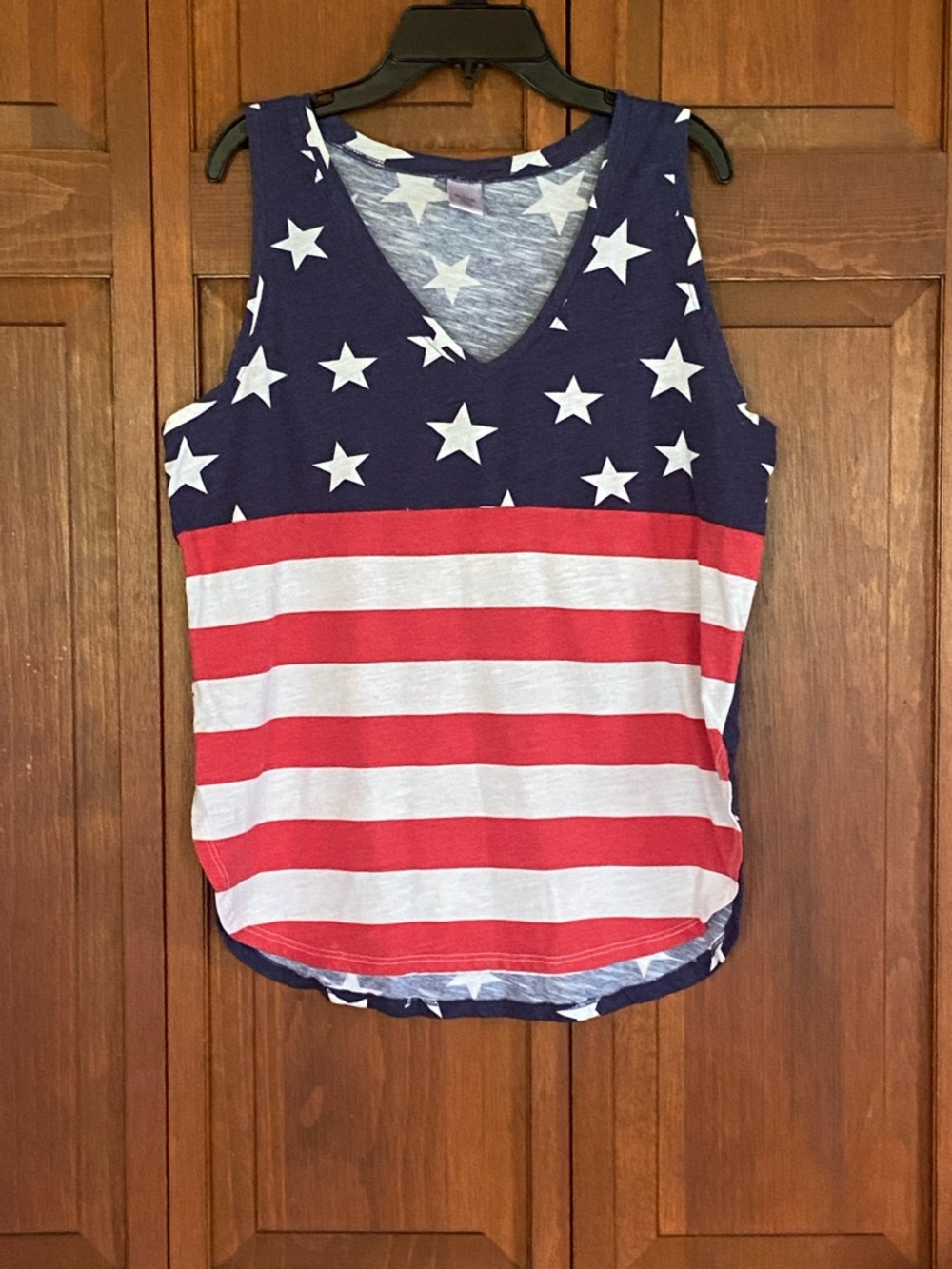 Patriotic Star & Stripe V-Neck Tank Top - Red, White & Blue